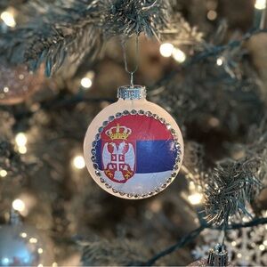 Elegant Serbian Flag Holiday Ornament
